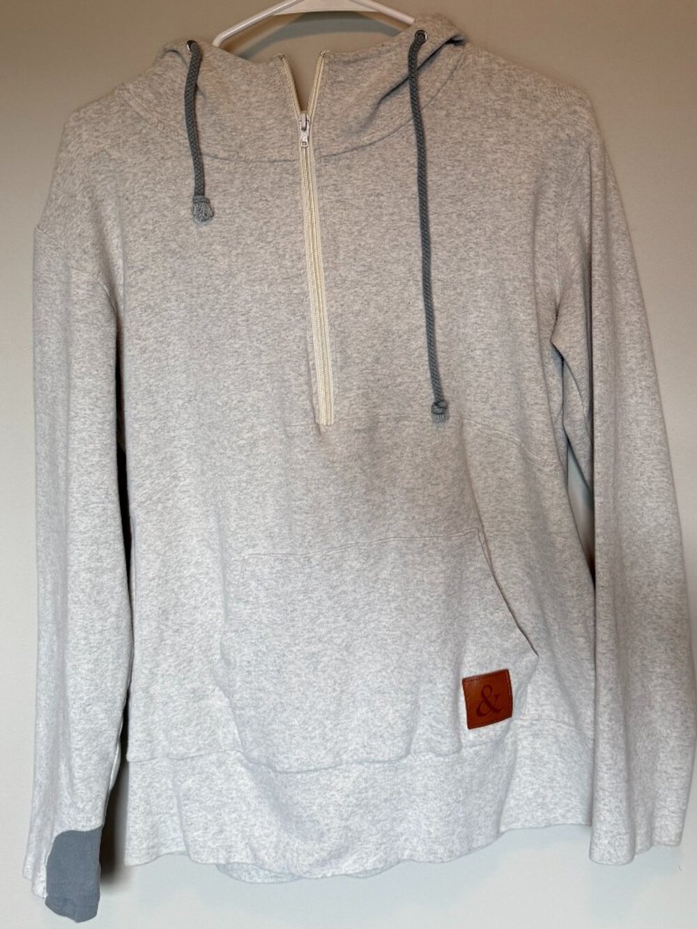 Ampersand Avenue Half Zip Hoodie Small Gray Lightweight Pullover Sweatshirt Wome